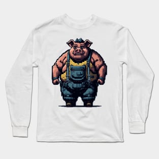 8-Bit Pig Video Game Character Long Sleeve T-Shirt